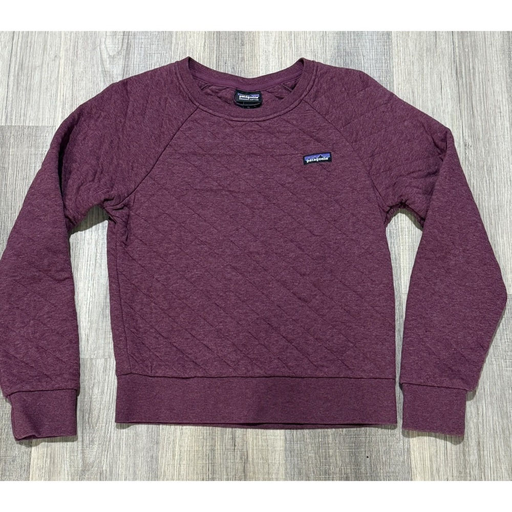 Patagonia Sweatshirt Womens X-Small Maroon Purple Cotton Quilt Crewneck Pullover